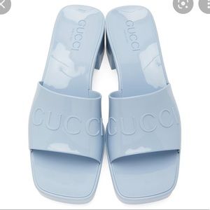 Gucci Porcelain Blue Rubber Sandals